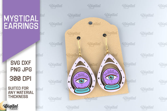 Mystical Wooden Earrings Laser Cut. Magical Design SVG SVG Evgenyia Guschina 