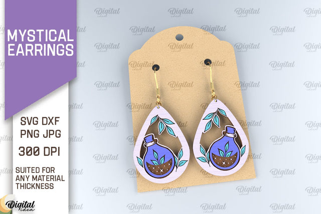 Mystical Wooden Earrings Laser Cut. Magical Design SVG SVG Evgenyia Guschina 