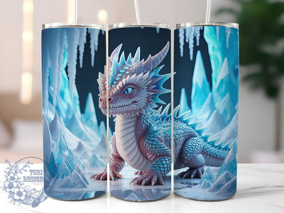 Mythic Ice Dragon Fantasy 20oz Tumbler, Fantasy Tumbler, 20oz Wrap, Sublimation Design, Mythical Creature, Cool Style, PNG File Sublimation ToriDesigns 