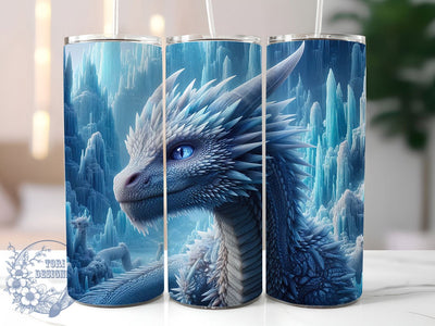 Mythic Ice Dragon Fantasy 20oz Tumbler, Fantasy Tumbler, 20oz Wrap, Sublimation Design, Mythical Creature, Cool Style, PNG File Sublimation ToriDesigns 