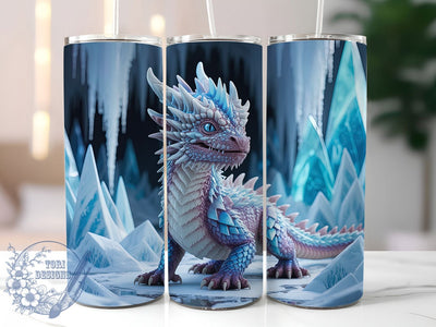 Mythic Ice Dragon Fantasy 20oz Tumbler, Fantasy Tumbler, 20oz Wrap, Sublimation Design, Mythical Creature, Cool Style, PNG File Sublimation ToriDesigns 