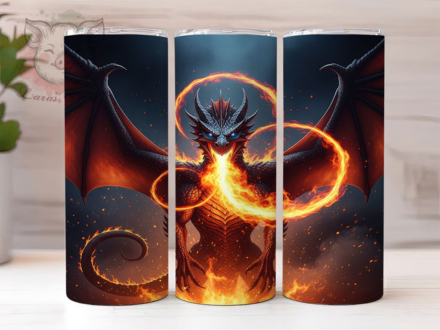 Mythical Fire Dragon Fantasy Tumbler Wrap, Mythical Beast Design, Fire Creature Art, Medieval Dragon Cup, Fantasy Lover Gift, Dragon Scale Wrap, Magical Sublimation Sublimation Lara' s Designs 