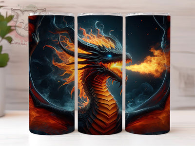 Mythical Fire Dragon Fantasy Tumbler Wrap, Mythical Beast Design, Fire Creature Art, Medieval Dragon Cup, Fantasy Lover Gift, Dragon Scale Wrap, Magical Sublimation Sublimation Lara' s Designs 