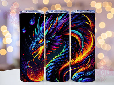 Mythical Fire Dragon Tumbler, Legendary Dragon, Fantasy Art, Fire Breathing, Mystical Style, 20Oz Tumbler, Sublimation Wrap Sublimation SvggirlplusArt 