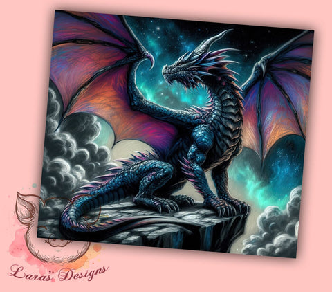 Mythical Galaxy Dragon Tumbler Wrap, Galaxy Dragon, Tumbler Wrap, Sublimation Design, Fantasy Art, Mythical Creatures, Space Decor, Dragon Lover Gift Sublimation Lara' s Designs 