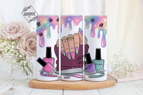 Nail Art Glam 20oz Tumbler Wrap Sublimation sassyprint 