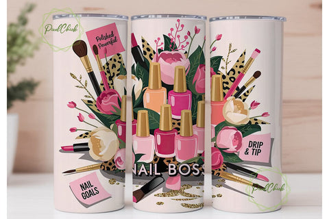 Nail Boss 20oz Tumbler Wrap Sublimation PixelChick 