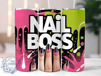 Nail Boss Nail Tech Salon Tumbler, Nail Tech Gift, Manicurist Drinkware, 20Oz Sublimation Wrap, Salon Owner Cup, Nail Artist Quote, Nail Salon Boss Design Sublimation ToriDesigns 