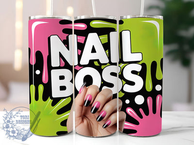 Nail Boss Nail Tech Salon Tumbler, Nail Tech Gift, Manicurist Drinkware, 20Oz Sublimation Wrap, Salon Owner Cup, Nail Artist Quote, Nail Salon Boss Design Sublimation ToriDesigns 