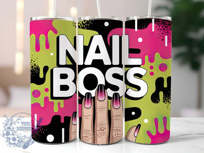 Nail Boss Nail Tech Salon Tumbler, Nail Tech Gift, Manicurist Drinkware, 20Oz Sublimation Wrap, Salon Owner Cup, Nail Artist Quote, Nail Salon Boss Design Sublimation ToriDesigns 