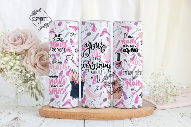 Nail Tech & Hair Sublimation Design PNG, Hair Stylist Sublimation Design PNG, 20oz Tumbler Sublimation sassyprint 