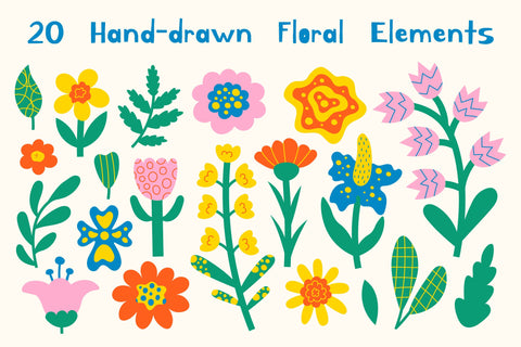 Naive Summer Flowers PNG Clipart Sublimation Rin Green 