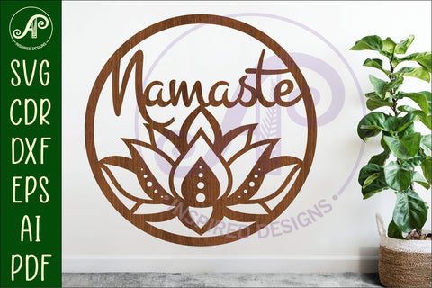 Namaste lotus flower wall sign svg laser cut file SVG APInspireddesigns 