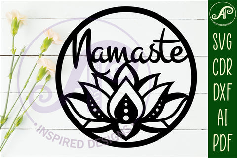 Namaste lotus flower wall sign svg laser cut file SVG APInspireddesigns 