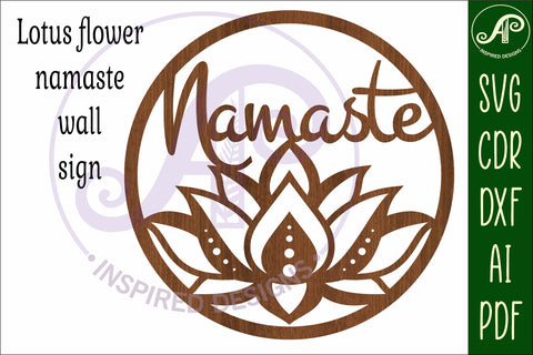 Namaste lotus flower wall sign svg laser cut file SVG APInspireddesigns 