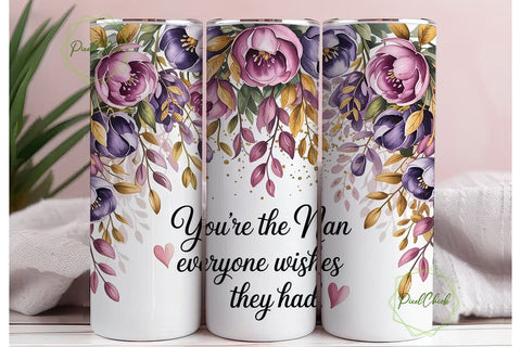 Nan Floral Tumbler Wrap PNG Sublimation PixelChick 