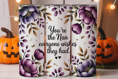 Nan Floral Tumbler Wrap PNG Sublimation PixelChick 