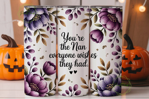Nan Floral Tumbler Wrap PNG Sublimation PixelChick 