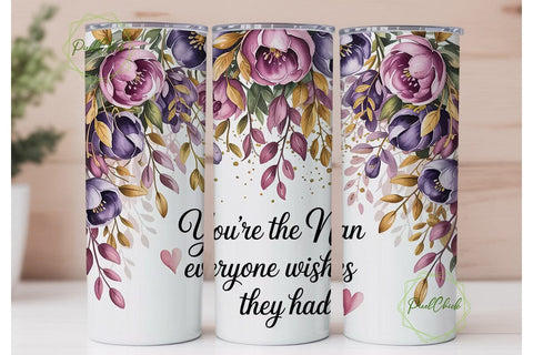 Nan Floral Tumbler Wrap PNG Sublimation PixelChick 