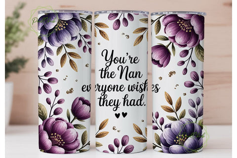 Nan Floral Tumbler Wrap PNG Sublimation PixelChick 