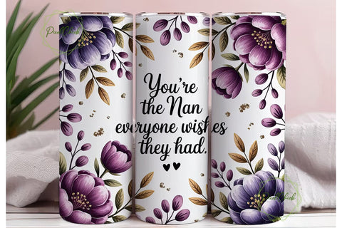 Nan Floral Tumbler Wrap PNG Sublimation PixelChick 