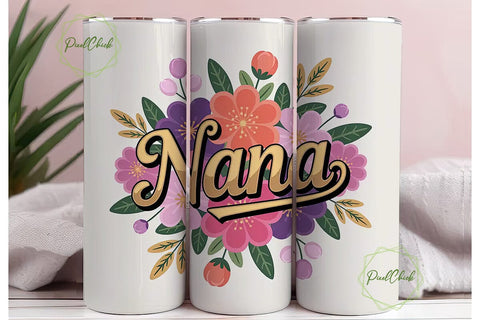 Nana Floral Tumbler Design Sublimation PixelChick 