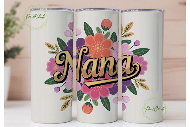 Nana Floral Tumbler Design Sublimation PixelChick 