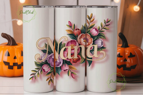 Nana Floral Tumbler Design Sublimation PixelChick 