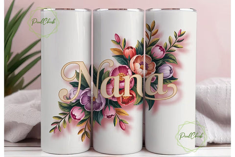 Nana Floral Tumbler Design Sublimation PixelChick 