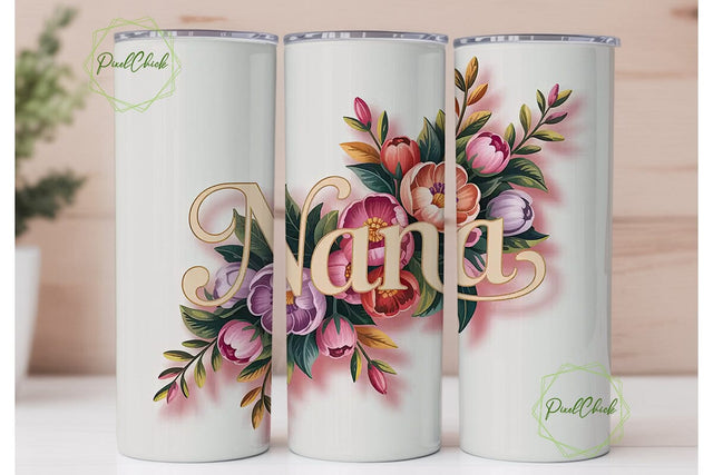 Nana Floral Tumbler Design Sublimation PixelChick 