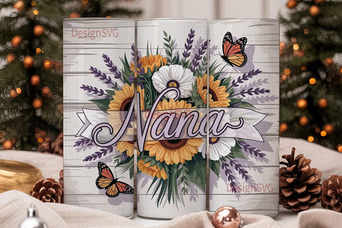 Nana Floral Tumbler Wrap Sublimation DesignSVG 