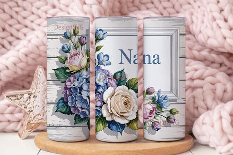 Nana Floral Tumbler Wrap Sublimation DesignSVG 