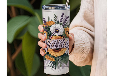 Nana Floral Tumbler Wrap Sublimation DesignSVG 