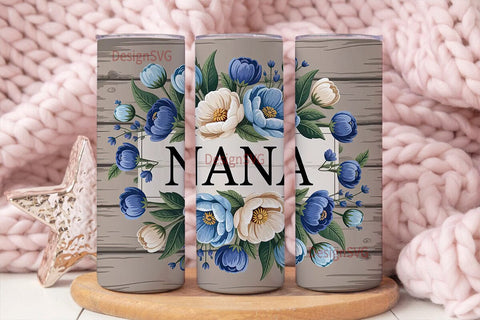 Nana Floral Tumbler Wrap Sublimation DesignSVG 
