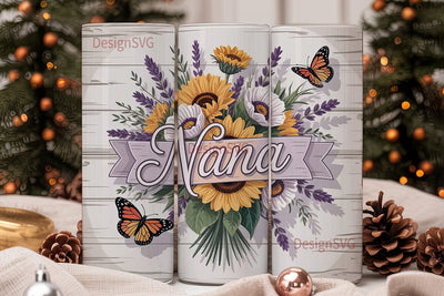 Nana Floral Tumbler Wrap Sublimation DesignSVG 