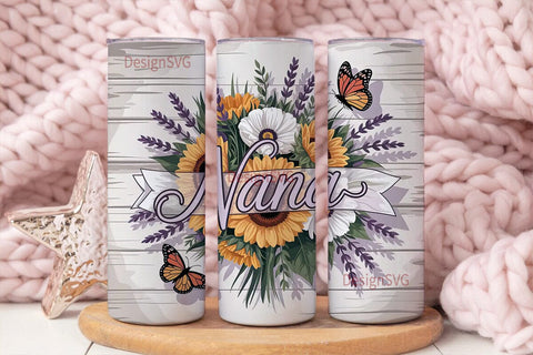 Nana Floral Tumbler Wrap Sublimation DesignSVG 