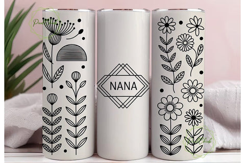 Nana Floral Tumbler Wrap Sublimation PixelChick 