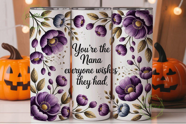 Nana Floral Tumbler Wrap Sublimation PixelChick 