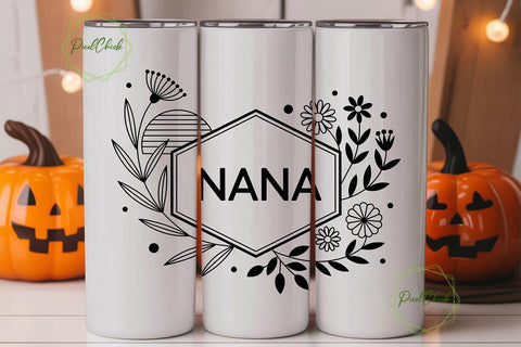 Nana Floral Tumbler Wrap Sublimation PixelChick 