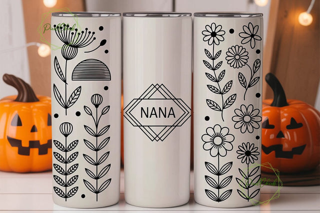 Nana Floral Tumbler Wrap Sublimation PixelChick 