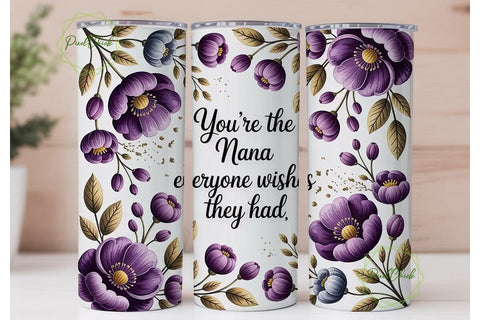 Nana Floral Tumbler Wrap Sublimation PixelChick 