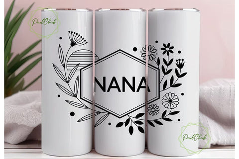 Nana Floral Tumbler Wrap Sublimation PixelChick 