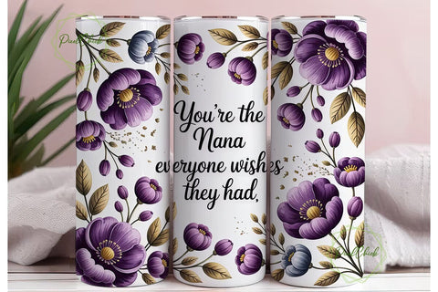 Nana Floral Tumbler Wrap Sublimation PixelChick 