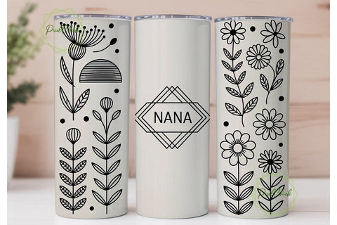 Nana Floral Tumbler Wrap Sublimation PixelChick 