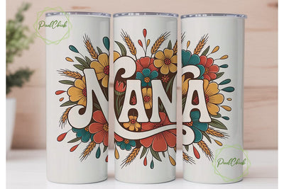 Nana Floral Tumbler Wrap Sublimation PixelChick 