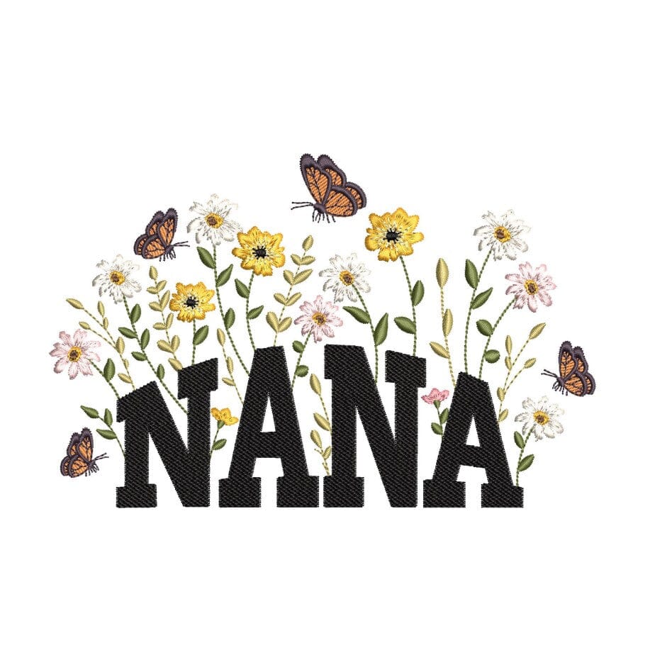 Nana Design Nana Flower Embroidery Design, 3 sizes, Instant Download - So Fontsy