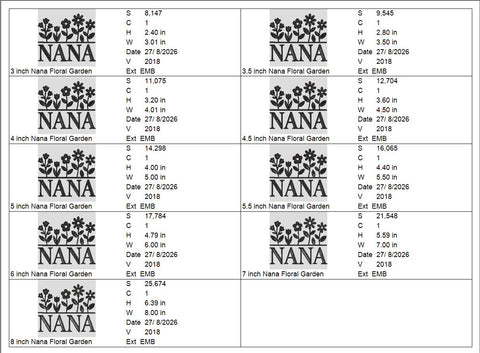 Nana Flowers Machine Embroidery Design – Floral Nana Embroidery File, Grandma Grandmother Gift Design Embroidery/Applique DESIGNS PatternFeed8 