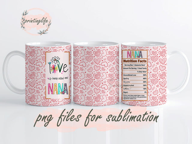 Nana Gifts From Grandchildren, Granddaughter Mug Wrap Design, Instant Digital Design Download Mug Wrap Design, Mug Design PNG Sublimation PrintingLife 
