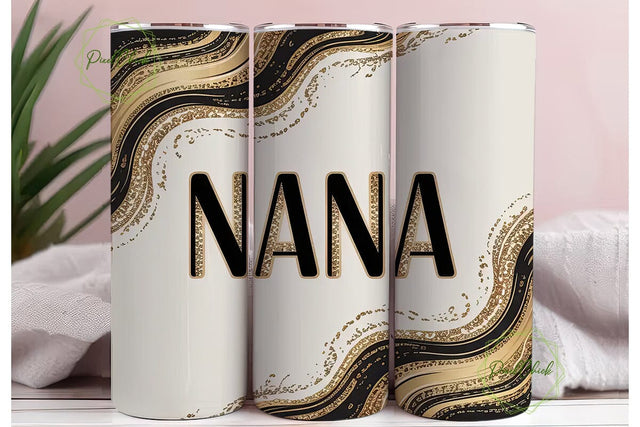 Nana Gold Glitter Marble 20oz Tumbler Sublimation PixelChick 
