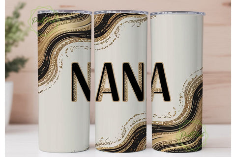 Nana Gold Glitter Marble 20oz Tumbler Sublimation PixelChick 